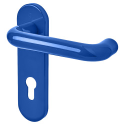 Hoppe AR600/23 Cobalt Blue Nylon Steel Core Euro Lock Door Handles - 72mm c/c - Paris Range