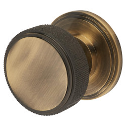 Hampstead Polished Brass Knurled Mortice Door Knob - 62mm Rose Diameter - Riley Range