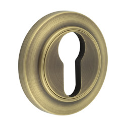Burlington BUR61 by Frelan Escutcheon on Chamfered Rose - 53mm Diameter - Euro - Antique Brass