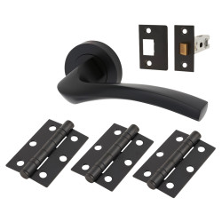 Serozzetta by Carlisle Brass Matt Black Latch Door Handles on Rose Ultimate Door Pack - Sines Range