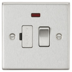 Knightsbridge 13A 1 Gang Square Edge Switched Fused Spur with Neon - Brushed Chrome