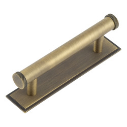 Hoxton Frelan Thaxted 15mm Lines T-Bar Cabinet Pull Handle on Stepped Backplate - 96mm c/c - Antique Brass