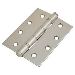 Washered Stainless Steel Butt Door Hinge - 100 x 76 x 2mm - Polished Stainless Steel - Pair