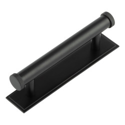 Hoxton by Frelan Thaxted 15mm Lines T-Bar Cabinet Pull Handle on Stepped Backplate - 96mm c/c - Black
