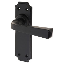 Olde Forge Smooth Black Latch Door Handles - York Range - 152 x 48mm