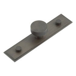 Hoxton by Frelan Thaxted Lines Round Cabinet Knob on Stepped Backplate - 30mm Diameter - Dark Bronze