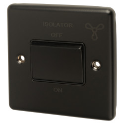 Eurolite Enhance Decorative 6A 1 Gang Triple Pole Fan Isolator - Matt Black with Black Inserts