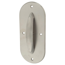 Eclipse Satin Stainless Steel Anti-Ligature Pinch Grip Door Pull Handle on Large Plate - 205 x 90mm