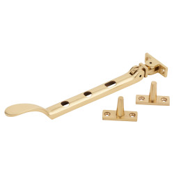 Hampstead Victorian Casement Window Stay - 8"/200mm Length - Polished Brass