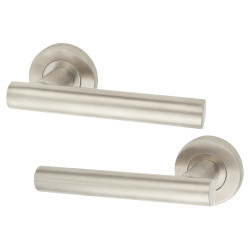 Altro Satin Stainless Steel 19mm Straight T-Bar Door Handles on Round Rose