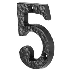 Olde Forge 76mm Screw Fix Door Numeral - 5 - Antique Black Iron