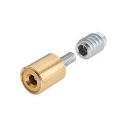 Bramah Rola Wooden Sash Window Stop - 19mm - Satin Brass - 2 Body + 4 Inserts