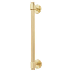 Hampstead Thick Lines T-Bar Door Pull Handle on Rose - Screw Fix - 300mm Centres - Satin Brass