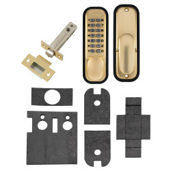 Eclipse ED20 Easy Code Push Button Digital Code Lock with Intumescent - Holdback Option - Sat Brass