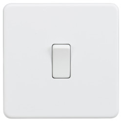 Knightsbridge 10AX 1 Gang Screwless Flat Plate Double Pole Light Switch - Matt White