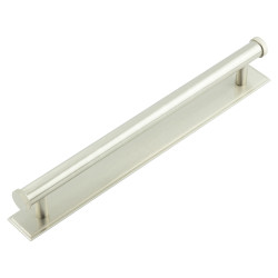 Hoxton Frelan Thaxted 15mm Lines T-Bar Cabinet Pull Handle on Stepped Backplate - 224mm c/c - Satin Nickel