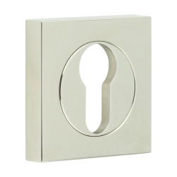 Burlington BUR61 by Frelan Square Escutcheon on Plain Rose - 52 x 52mm - Euro - Polished Nickel
