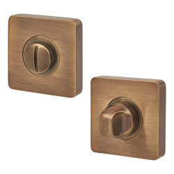 Jigtech Square Bathroom Turn & Release - 52mm Diameter - Antique Brass