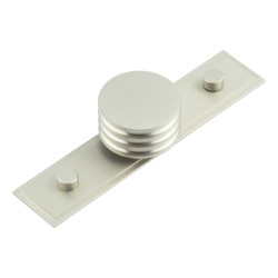 Hoxton by Frelan Sturt Grooved Round Cabinet Knob on Stepped Backplate - 40mm Diameter - Satin Nickel