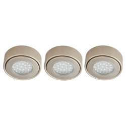 Touchpoint Rome 1.5W LED Round Cabinet Downlight - 4000K Cool White - Satin Nickel - Pack of 3