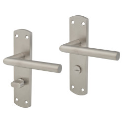 Altro Satin Stainless Steel Mitred Bathroom Door Handles - 172 x 44mm