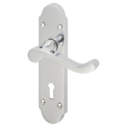 Touchpoint Polished Chrome Victorian Summer Scroll Keyhole Lock Door Handles - 168 x 40mm