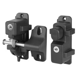 Double Sided Lockable Gravity Safety Catch - Locked Closed - Black