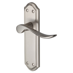 Heritage Brass by M Marcus Satin Nickel Scroll Latch Door Handles - Sandown Range - 180 x 48mm