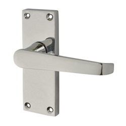 Touchpoint Polished Chrome Budget Straight Latch Door Handles - Short Plate - Mia Range - 114 x 42mm