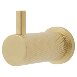 Alexander & Wilks Brunel Diamond Knurled Single Coat Hook - 48 x 25mm - PVD Satin Brass
