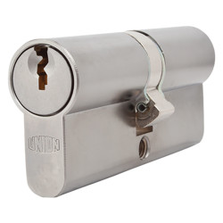 UNION J2X18 Pattern 5 Pin 74mm Euro Double Cylinder - 37 + 37mm - Satin Chrome - Keyed to Differ