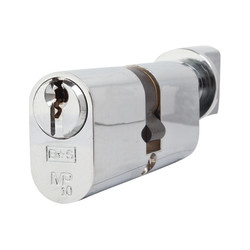 Eurospec 10 Pin 70mm Oval Thumbturn Cylinder - 35mm Turn + 35mm - Pol Chrome - Keyed to Differ