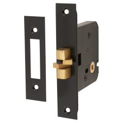 Jedo Sliding Door Bathroom Lock - 76mm Case - 56mm Backset - Matt Black