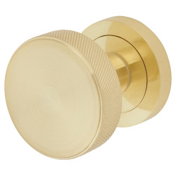 Altro Satin Brass Knurled Mortice Door Knob - 52mm Rose Diameter - Satin Brass - Riley Range