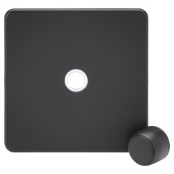 Knightsbridge 1 Gang Screwless Flat Dimmer Plate with Metal Dimmer Cap - Anthracite