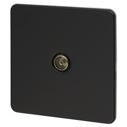 Knightsbridge 1 Gang Screwless Flat Plate Non Isolated TV Outlet - Matt Black