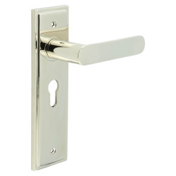 Burlington by Frelan Polished Nickel Fire Rated Euro Lock Door Handles - Kensington - 200 x 55mm