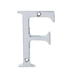 76mm Screw Fix Door Letter - F - Bright Chrome