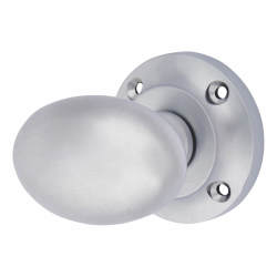 Satin Chrome Oval Mortice Door Knob - 57mm Rose Diameter