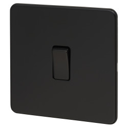 Knightsbridge 10AX 1 Gang Intermediate Screwless Flat Plate Light Switch - Matt Black