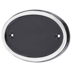 Screw Fix Door Numeral & Letter Blank Plate - 100 x 145mm - Oval - Polished Aluminium and Black