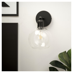 Altro Divi Indoor Wall Light - Matt Black Fittings and Domed Clear Glass Shade