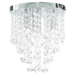 Forum Spa Celeste 4 Light Flush Ceiling Light - Polished Chrome Fittings & Crystal Droplets