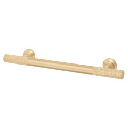 Altro York 12mm Partially Knurled T-Bar Cabinet Pull Handle - 128mm Centres - Satin Brass