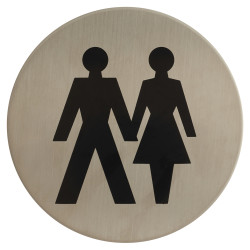 Altro Unisex Toilet Door Sign - Self Adhesive - 75mm Diameter - Satin Stainless Steel