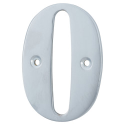 79mm Screw Fix Door Numeral - 0 - Satin Chrome