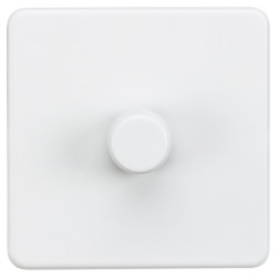 Knightsbridge 5 - 150W 1 Gang 2 Way Push On/Off Rotary Intelligent LED Dimmer Switch - Matt White