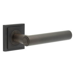 Burlington by Frelan Dark Bronze Fire Rated Door Handles on Round Stepped Rose - Richmond Range