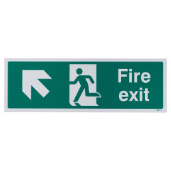 Altro Fire Exit Running Man Up Left Arrow Sign - 450 x 150mm - Rigid Plastic