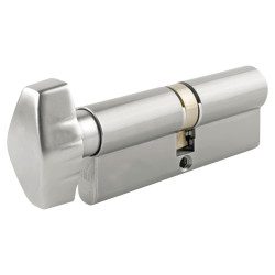 UNION J2X28 Pattern 5 Pin 64mm Euro Thumbturn Cylinder - 32mm Turn + 32mm - Satin Chrome